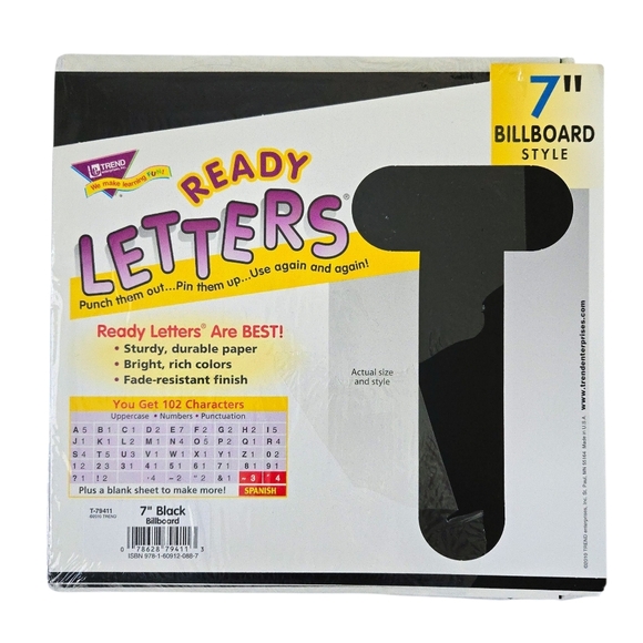 Trend Enterprises Black XL 7" Billboard Teacher Bulletin Board Ready Letters - Picture 1 of 3